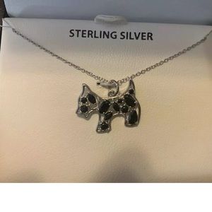 Sterling silver necklace black spinel dog pendant